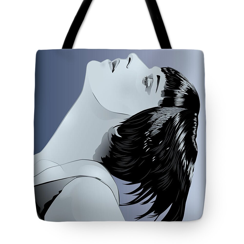 Louise Brooks Official Tote Bag featuring the digital art Louise Brooks in Berlin - Azure Ombre by Louise Brooks