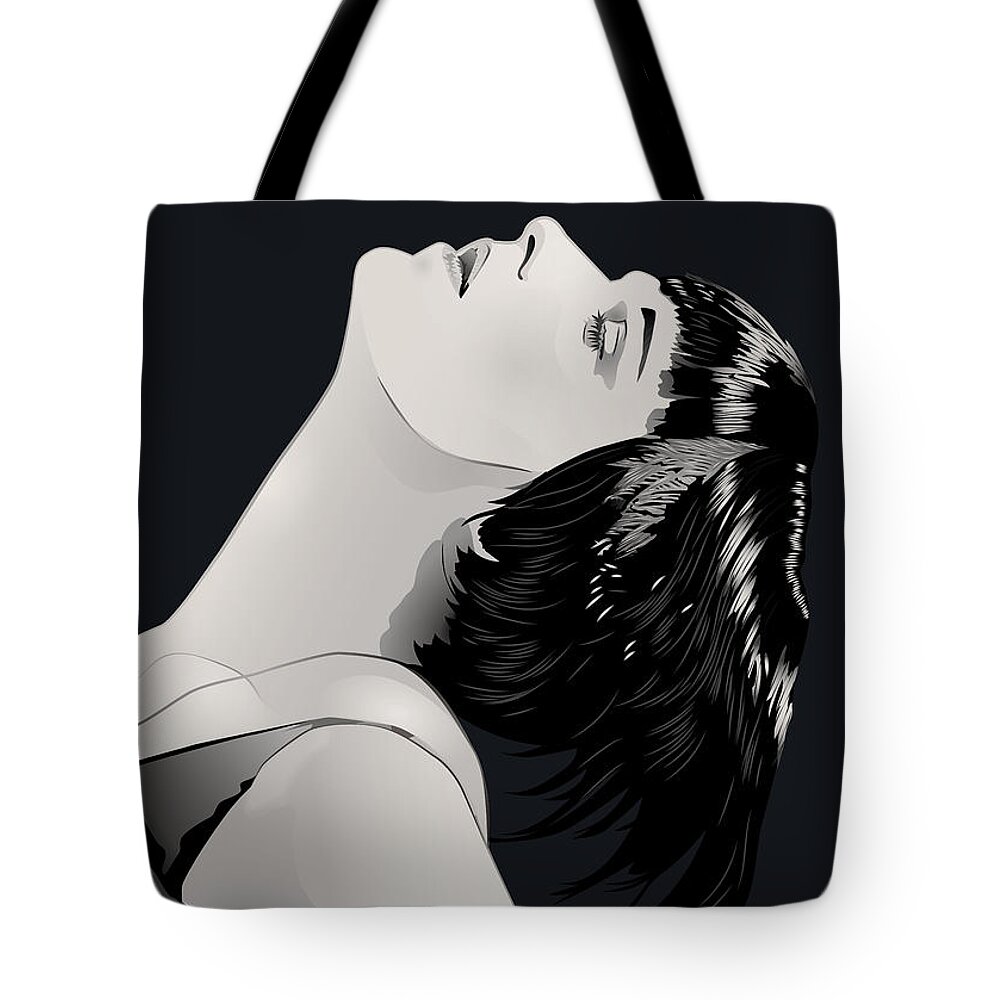 Louise Brooks Official Tote Bag featuring the digital art Louise Brooks in Berlin - Midnight Indigo by Louise Brooks