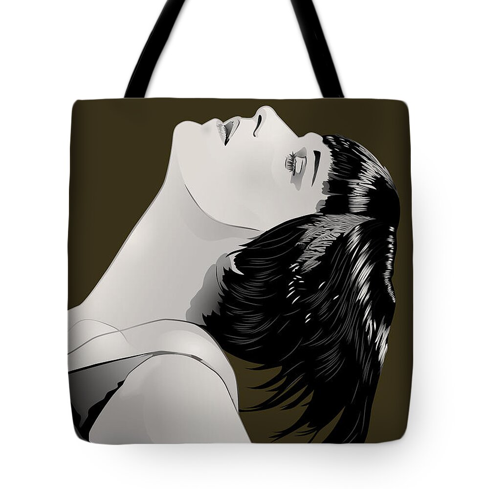 Louise Brooks Official Tote Bag featuring the digital art Louise Brooks in Berlin - Ochre Umber by Louise Brooks