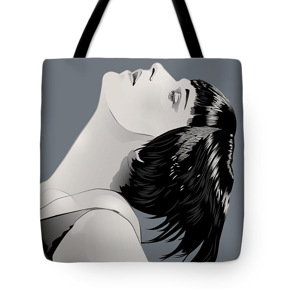 Louise Brooks Official Tote Bag featuring the digital art Louise Brooks in Berlin - Slate Azure by Louise Brooks