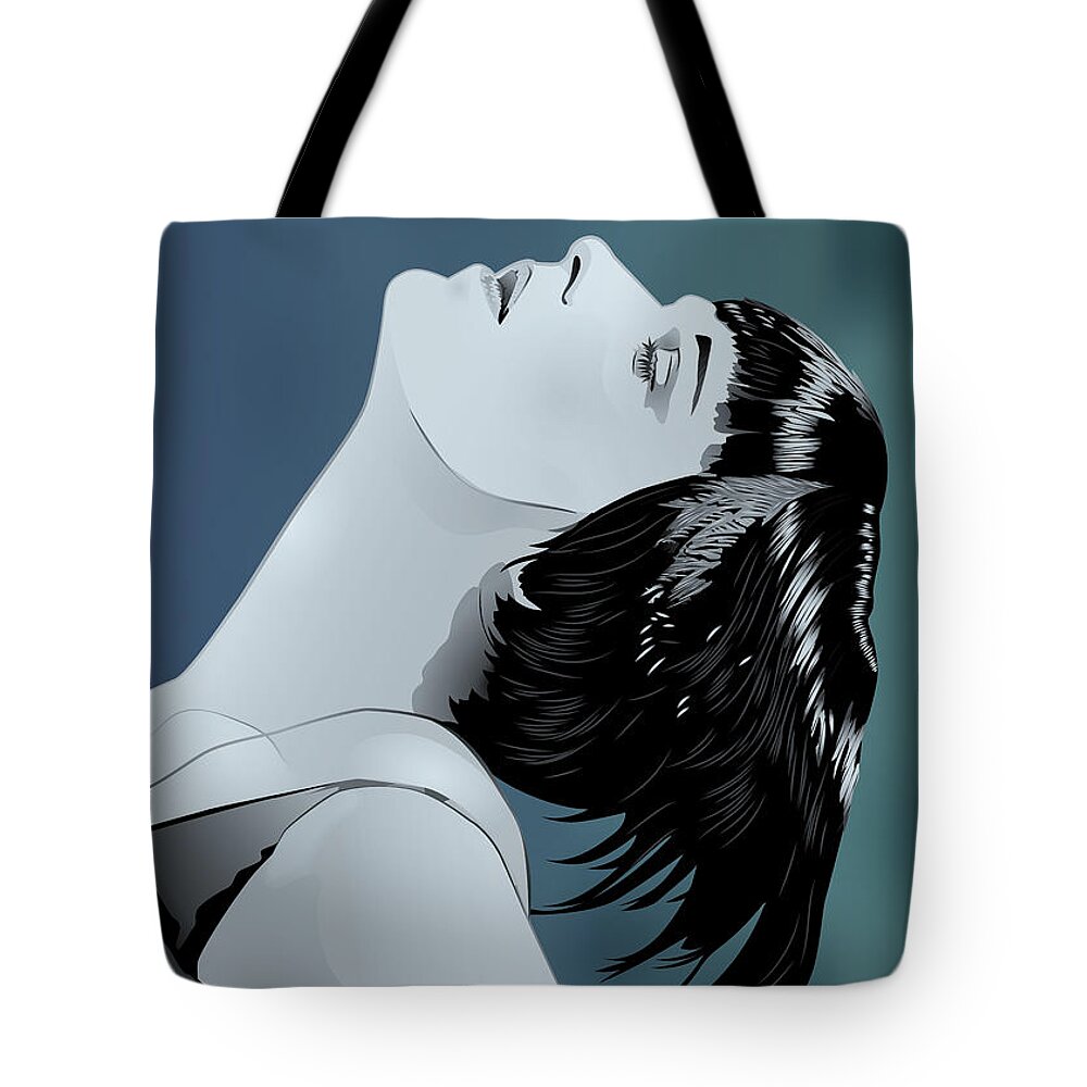 Louise Brooks Official Tote Bag featuring the digital art Louise Brooks in Berlin - Turquoise Verdigris by Louise Brooks