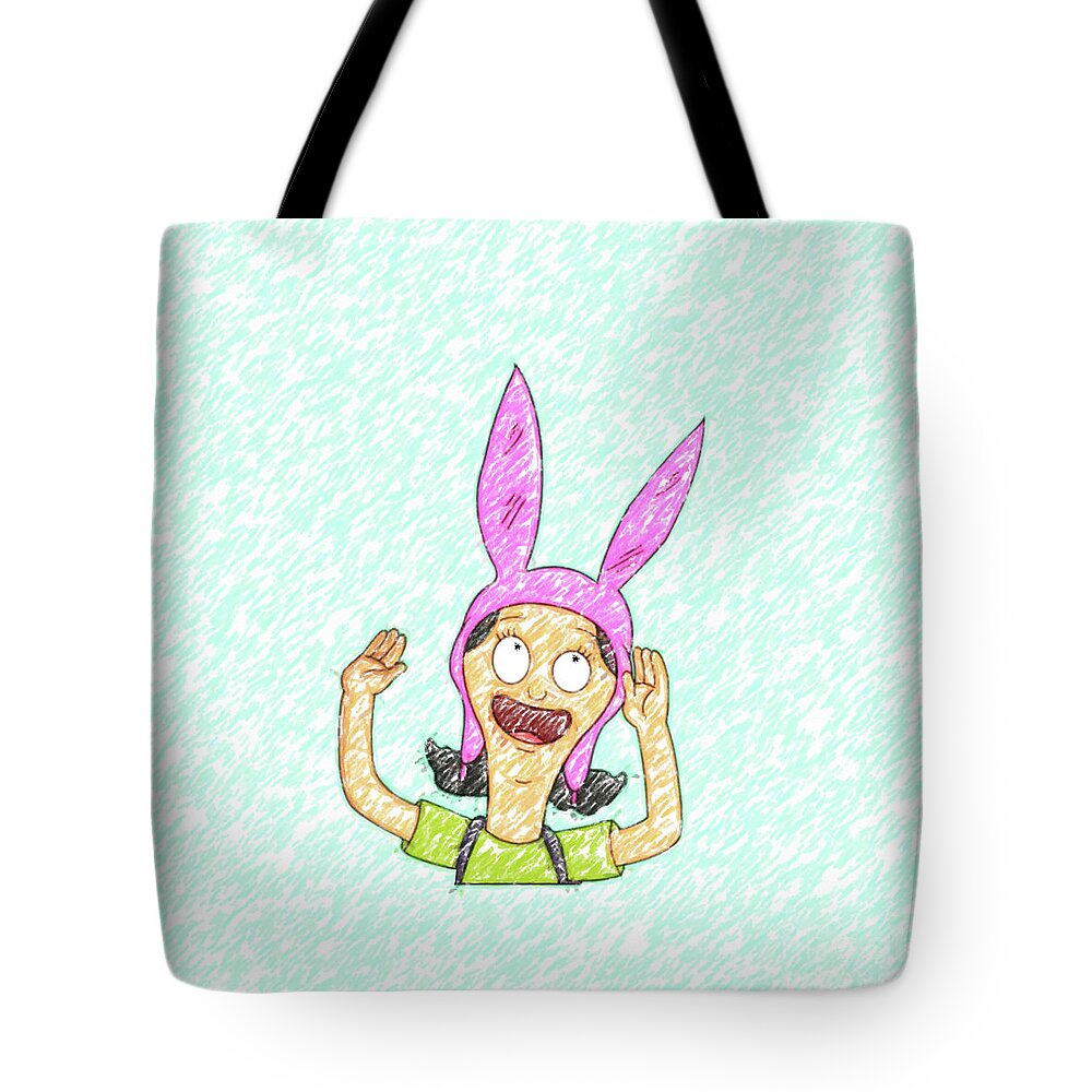 Louise Tote Bag featuring the drawing Louise happy sketch by Darrell Foster