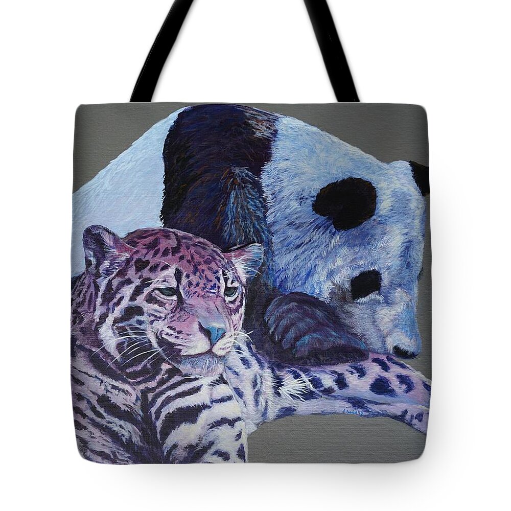 Panda Tote Bag featuring the painting Lounge Buddies by Elissa Ewald