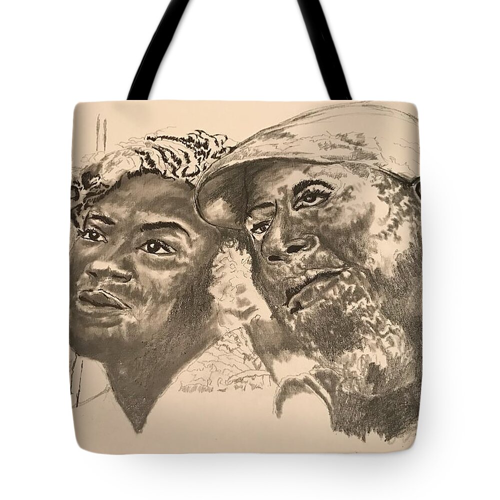  Tote Bag featuring the drawing Love by Angie ONeal