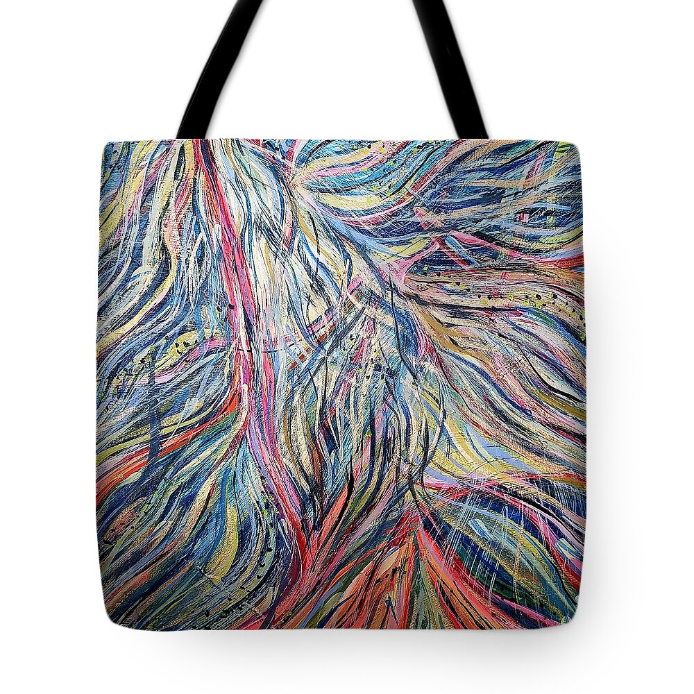 Abstract Tote Bag featuring the painting Love Flows Like Water by Jackie Ryan