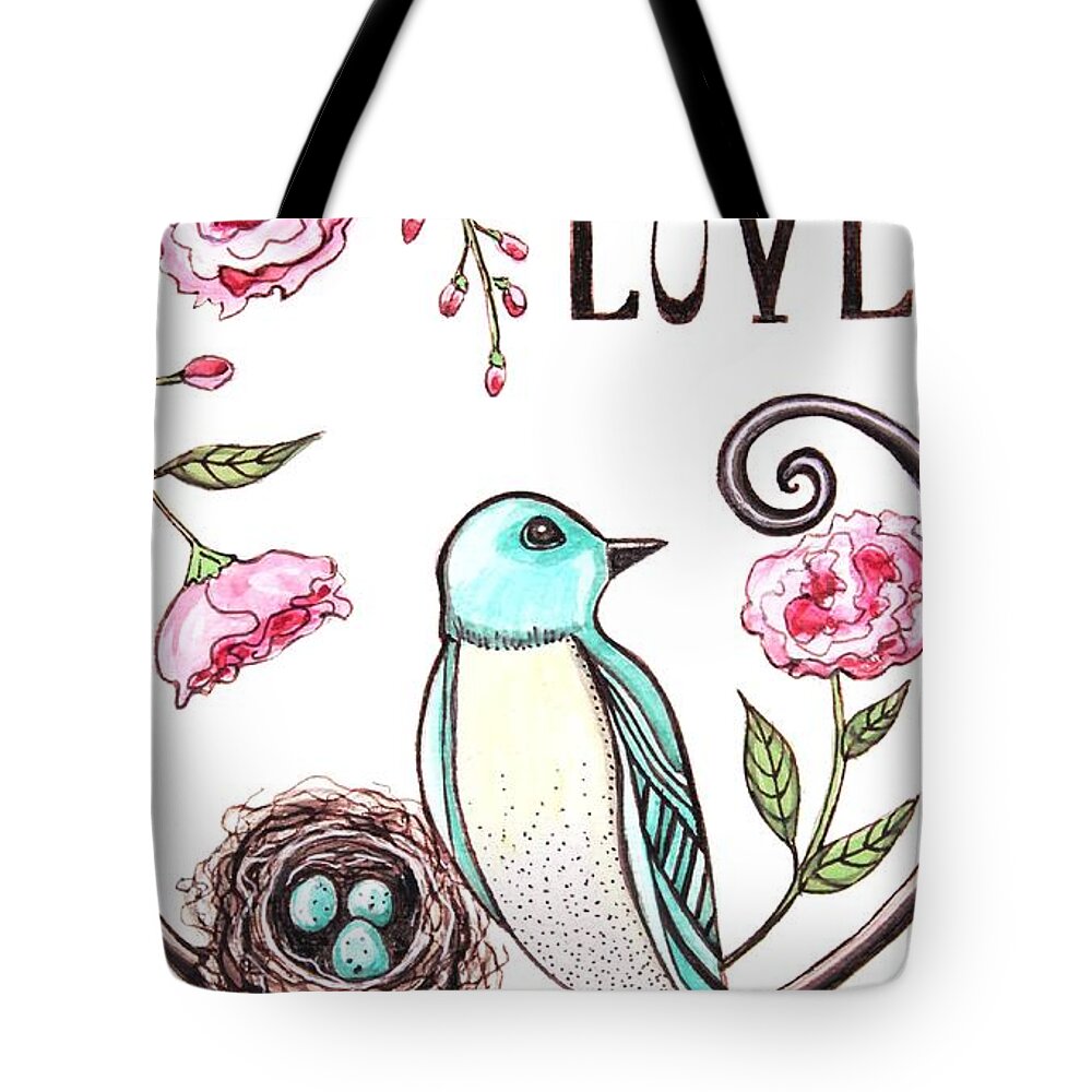 Love Tote Bag featuring the painting Love Grows Here by Elizabeth Robinette Tyndall