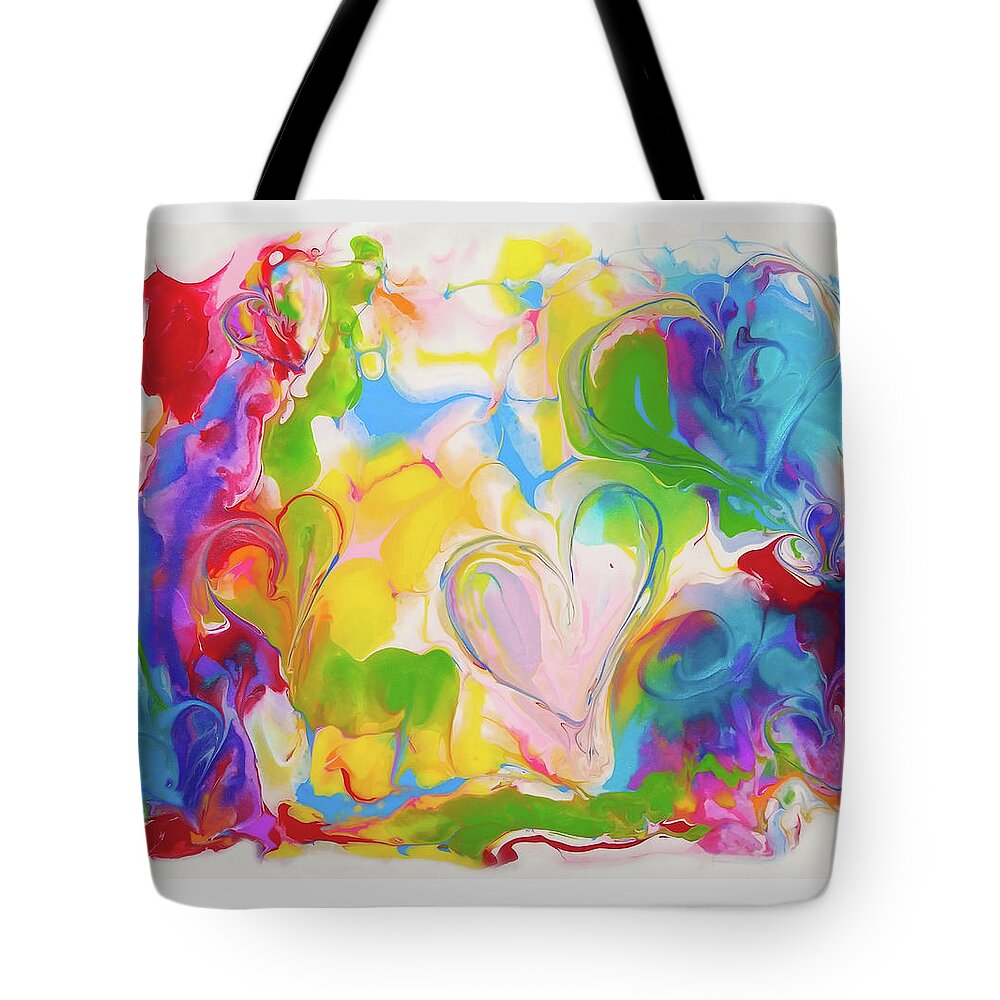 Colorful Tote Bag featuring the painting Love Happy by Deborah Erlandson