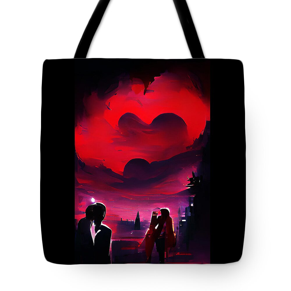 Cool Art Tote Bag featuring the digital art Love is in the Air by Ronald Mills
