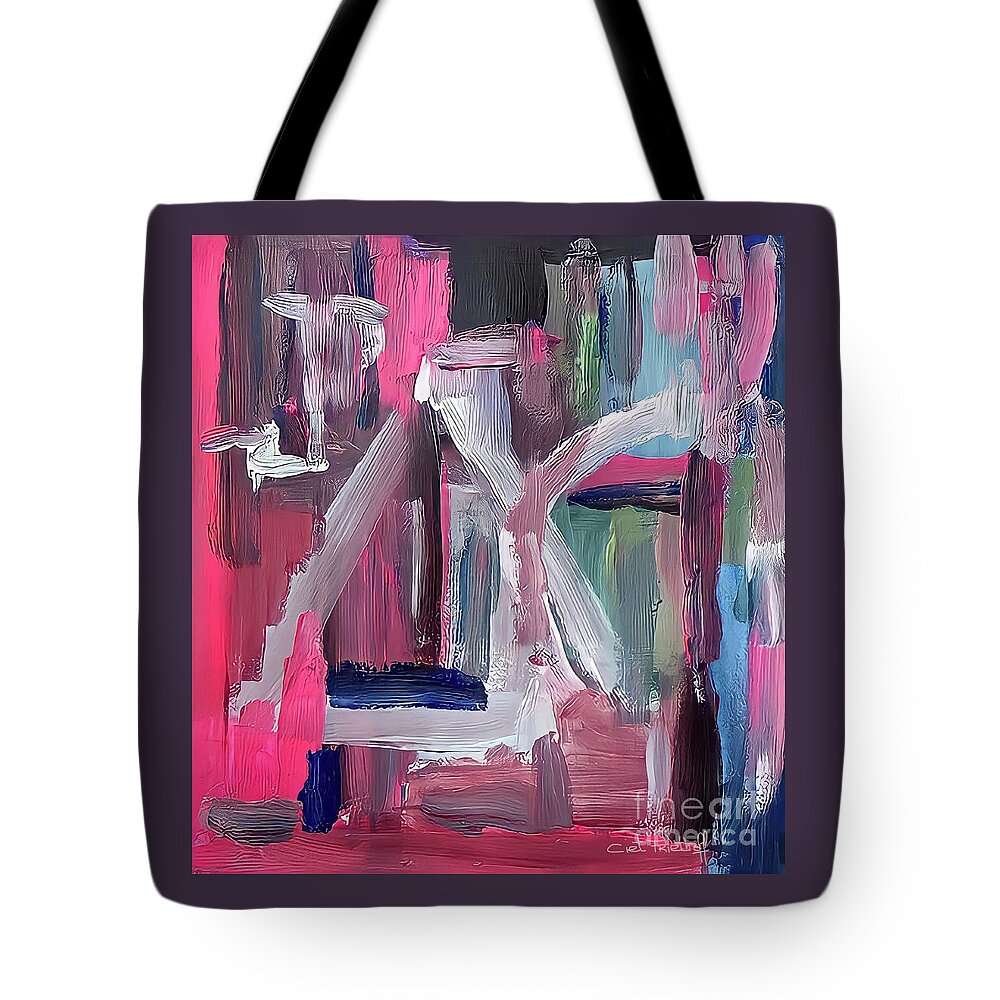 Abstract Tote Bag featuring the mixed media Love is in the Air Volume 2 by Ciet Friethoff