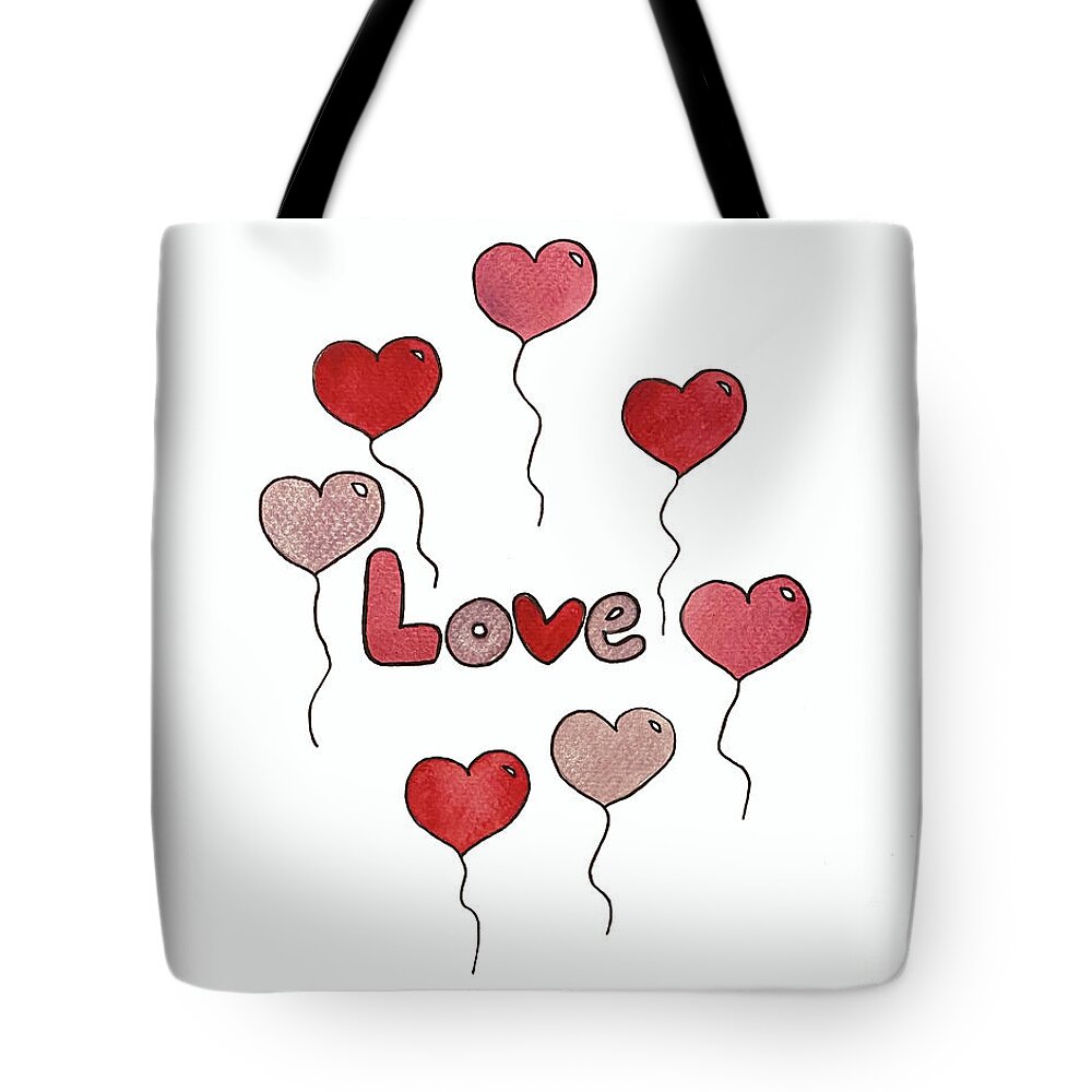 Valentine's Day Tote Bag featuring the mixed media Love by Lisa Neuman