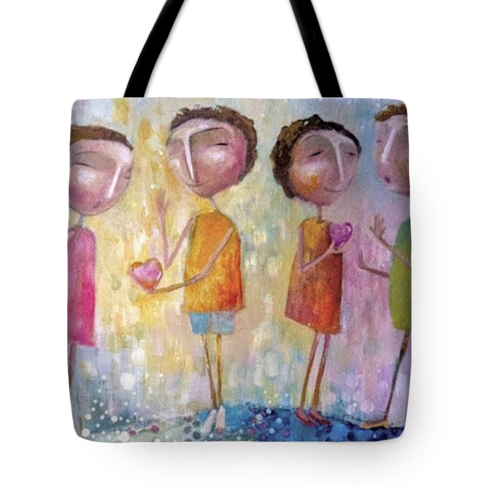 Love Tote Bag featuring the painting Love One Another by Eleatta Diver