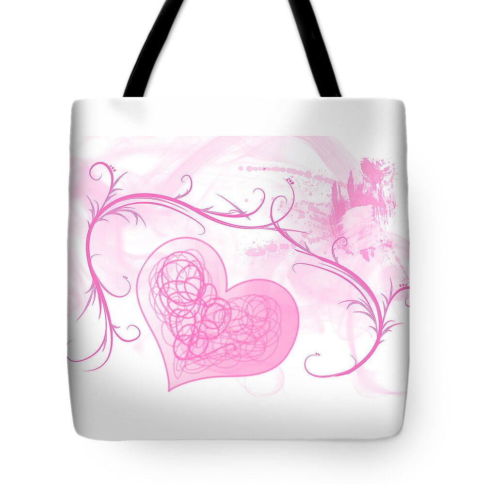 Valentine Tote Bag featuring the mixed media Love Pink Hearts by Moira Law