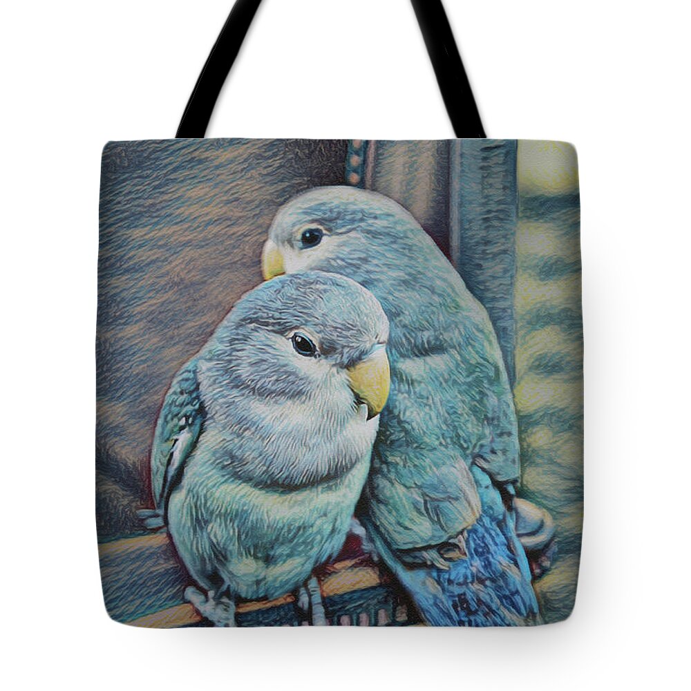 Birds Tote Bag featuring the digital art Lovebirds by Ernest Echols