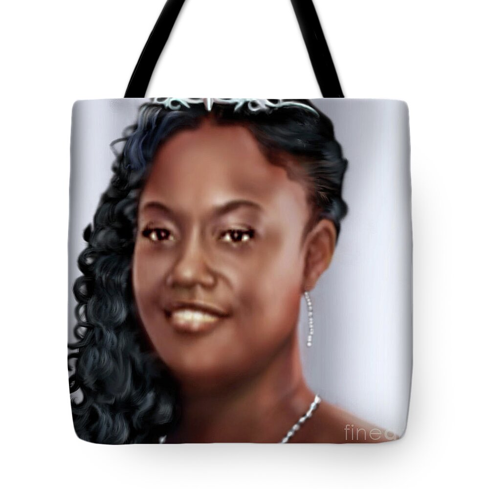 African American Bride Tote Bag featuring the painting Lovely Trena Up Close and Personal by Reggie Duffie