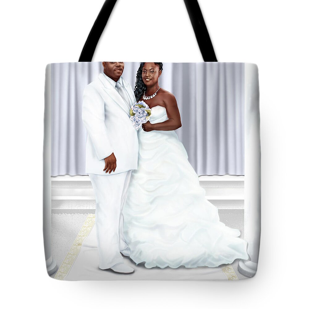Wedding Painting Tote Bag featuring the painting Lovely Trena Wedding Day A4 by Reggie Duffie