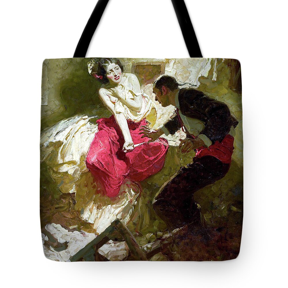Lovers Tote Bag featuring the digital art Lovers Fight by Long Shot