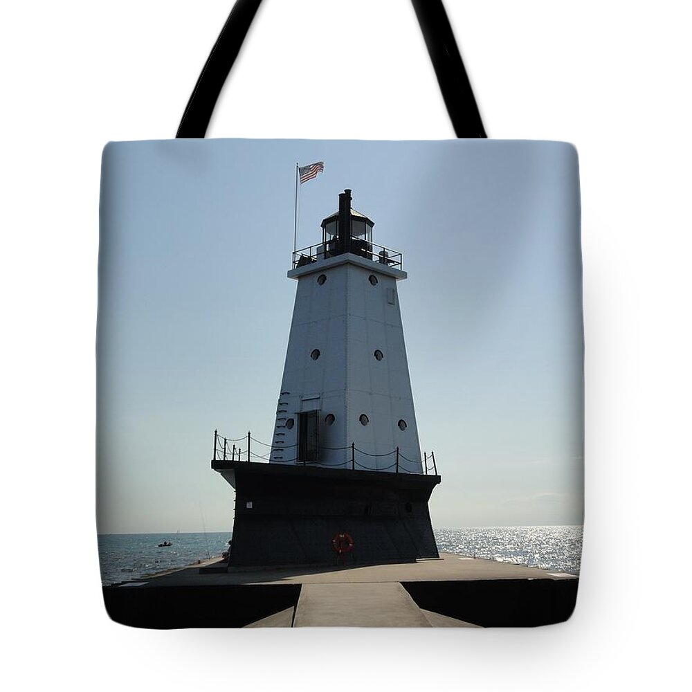 Photography Tote Bag featuring the photograph Ludington Lighthouse 1 by Lisa White