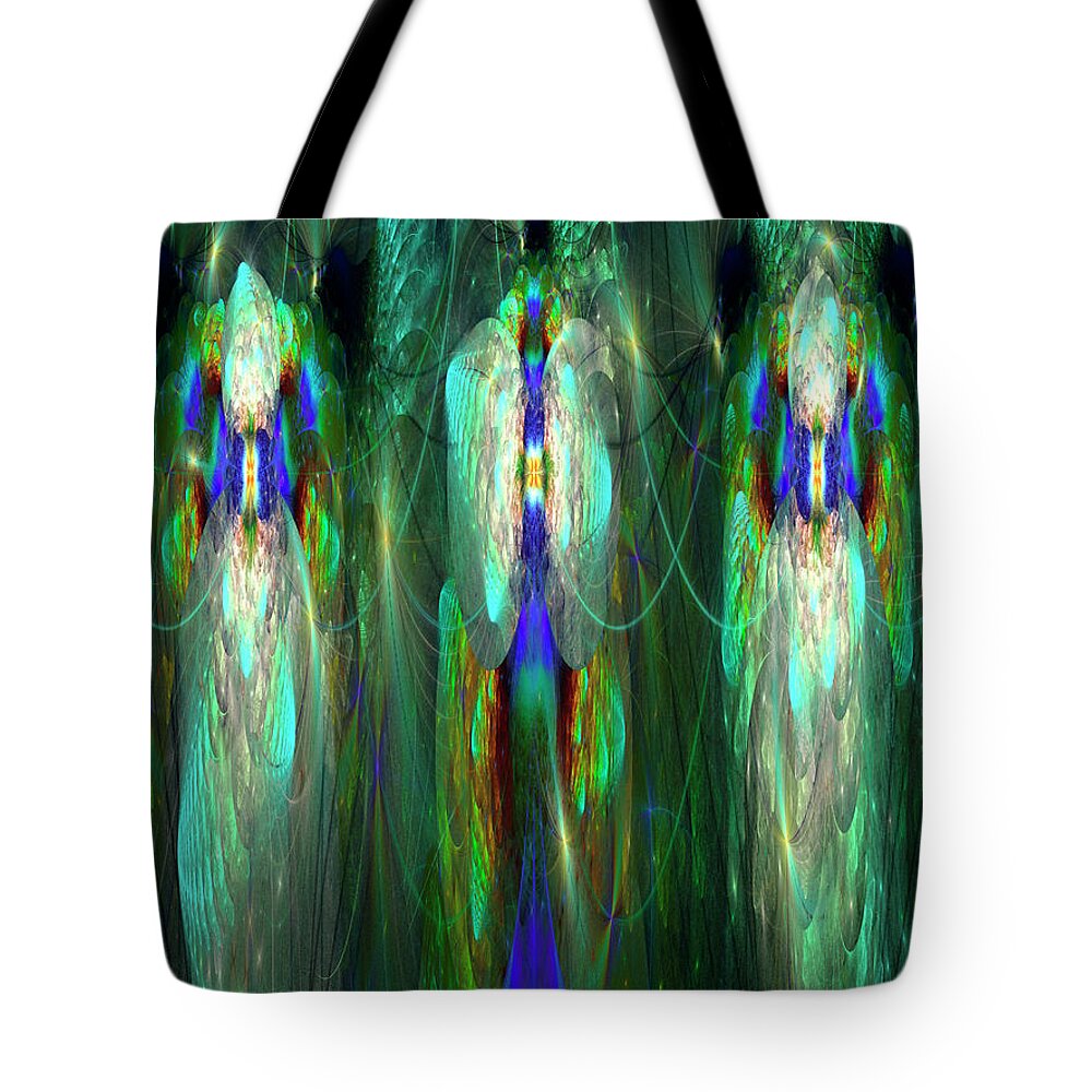 Fractal Tote Bag featuring the digital art The Garden by Mary Ann Benoit
