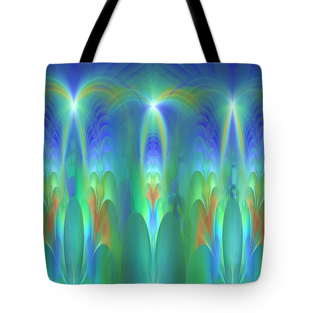 Fractal Tote Bag featuring the digital art Circle of Light and Laughter by Mary Ann Benoit