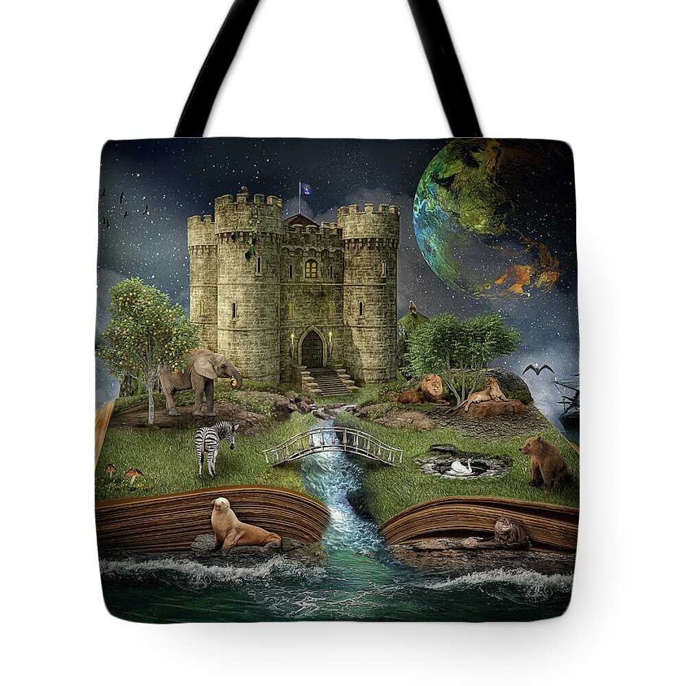 Iceland Tote Bag featuring the digital art Lunar Island by Maggy Pease