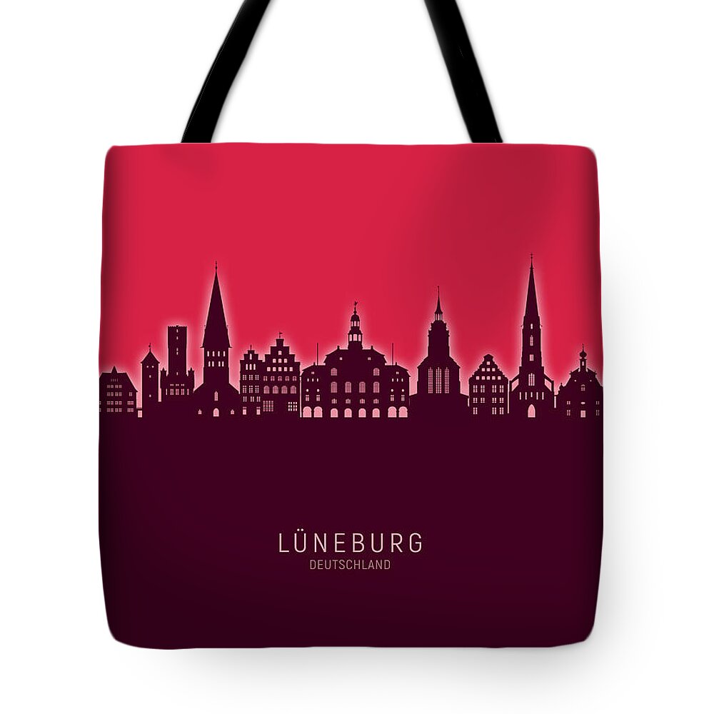 Lüneburg Tote Bag featuring the digital art Luneburg Germany Skyline #10 by Michael Tompsett