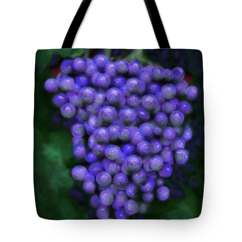 Grapes Tote Bag featuring the digital art Luscious Grapes by Constance Woods