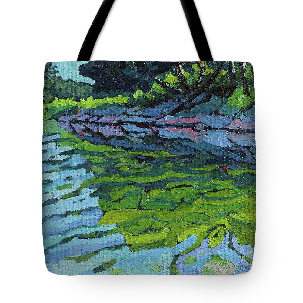 1747 Tote Bag featuring the painting Lyndhurst Shoreline by Phil Chadwick