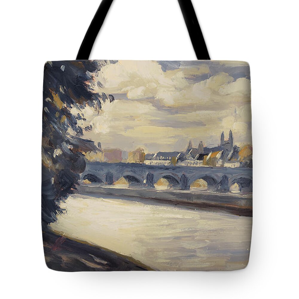 Maastricht Tote Bag featuring the painting Maastricht seen from Wyck by Nop Briex