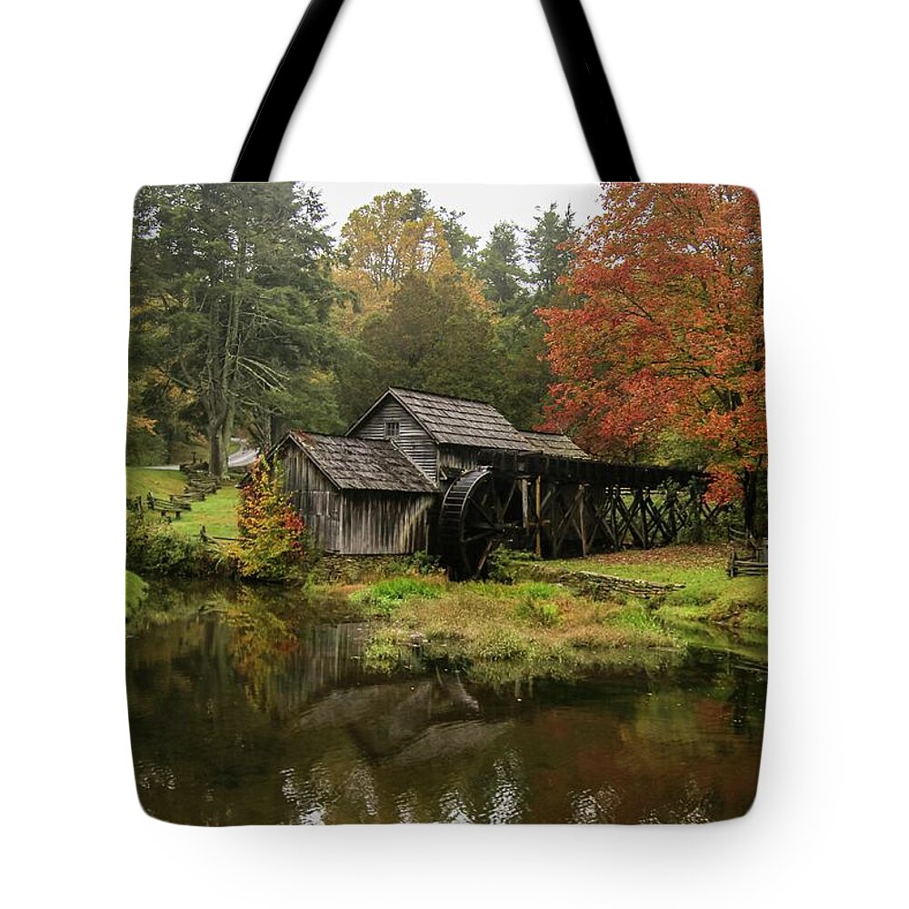 Mabry Mill Tote Bag featuring the photograph Mabry Mill in October by Deb Beausoleil