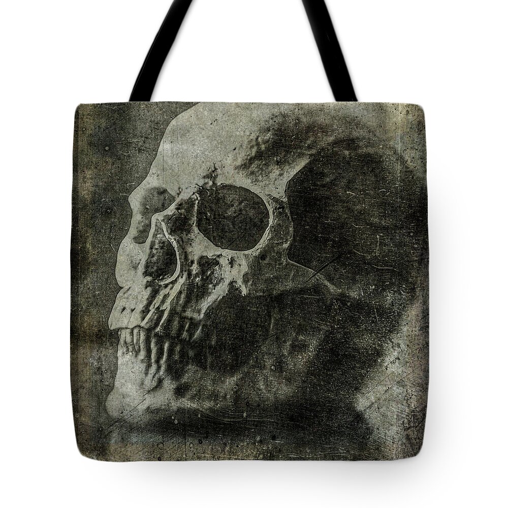 Skull Tote Bag featuring the photograph Macabre Skull 3 by Roseanne Jones