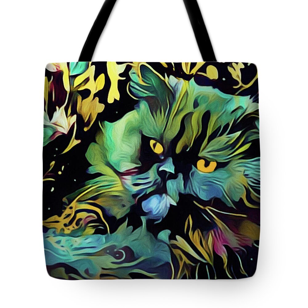 Cat Tote Bag featuring the digital art Macavity by Susan Maxwell Schmidt