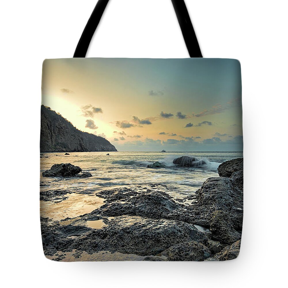 Côte Pacifique Tote Bag featuring the photograph Machalilla Punta Mirador sunset by Henri Leduc