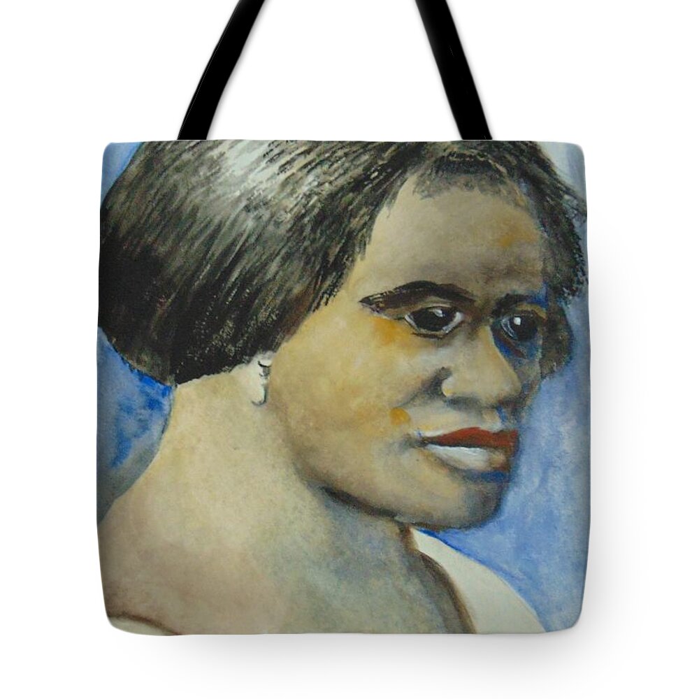 Beauty Products Tote Bag featuring the painting Madam CJ Walker by Saundra Johnson