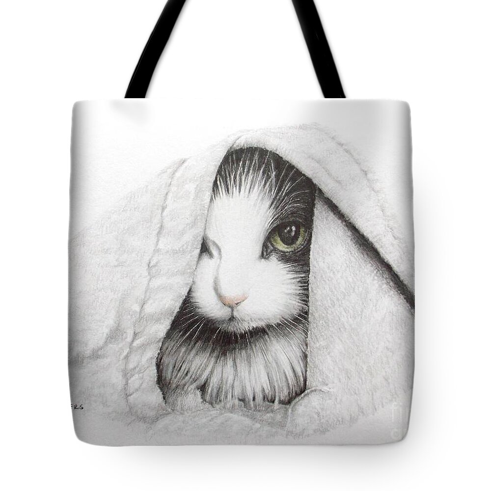 Cat Tote Bag featuring the drawing Maddie by Pamela Sanders