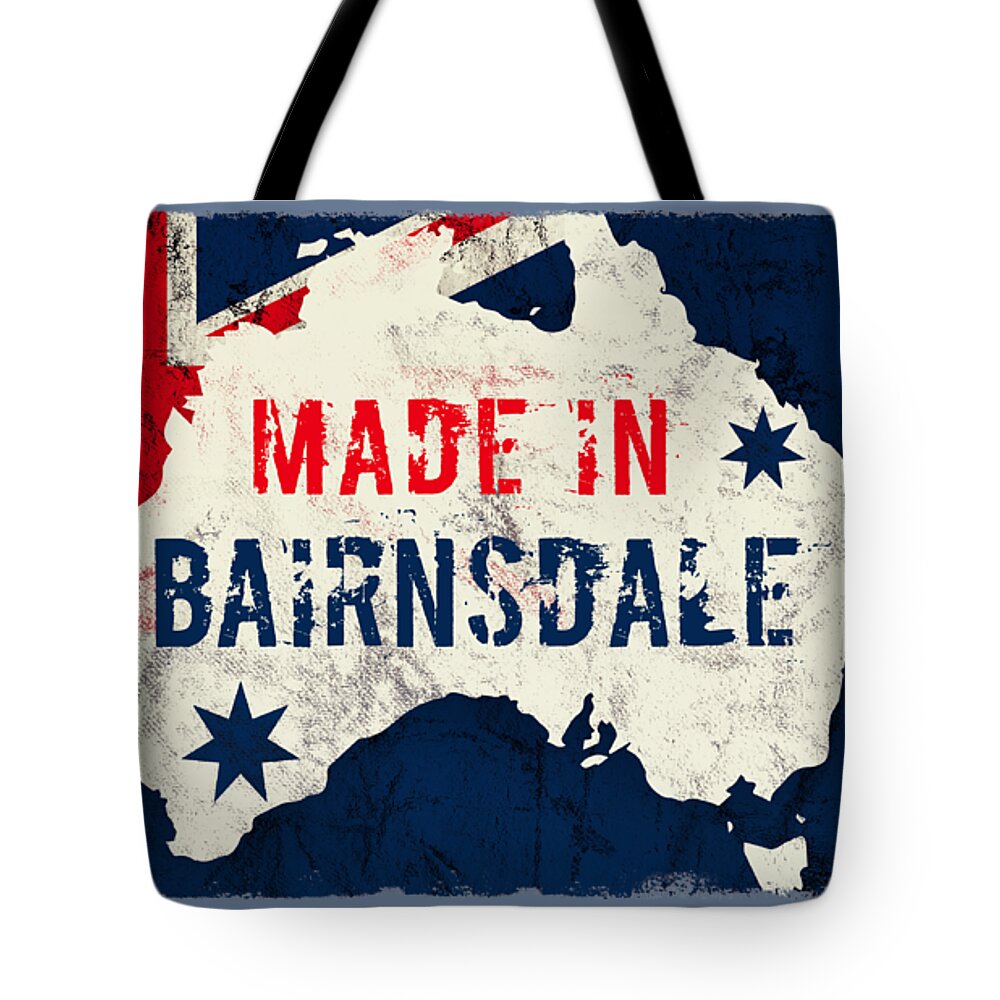 Bairnsdale Tote Bag featuring the digital art Made in Bairnsdale, Australia by TintoDesigns