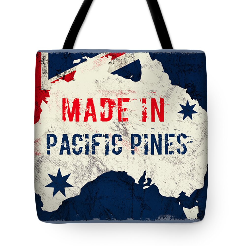 Pacific Pines Tote Bag featuring the digital art Made in Pacific Pines, Australia #pacificpines #australia by TintoDesigns