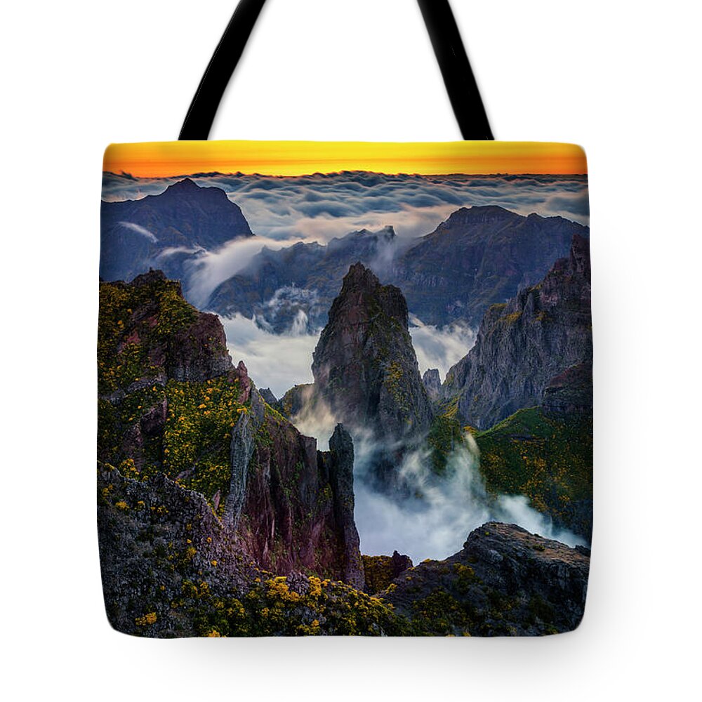 Madeira Tote Bag featuring the photograph Madeira Peaks by Evgeni Dinev