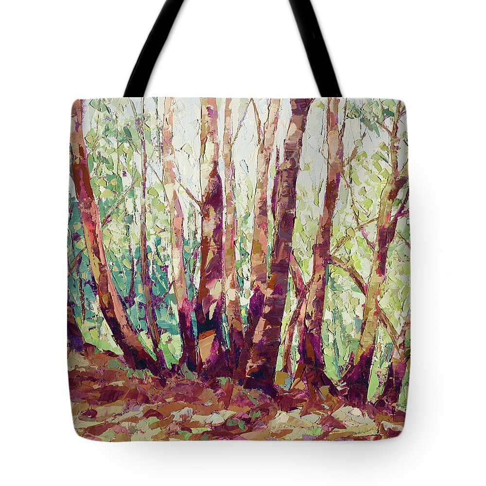 Madrone Tote Bag featuring the painting Madrone Grove by PJ Kirk