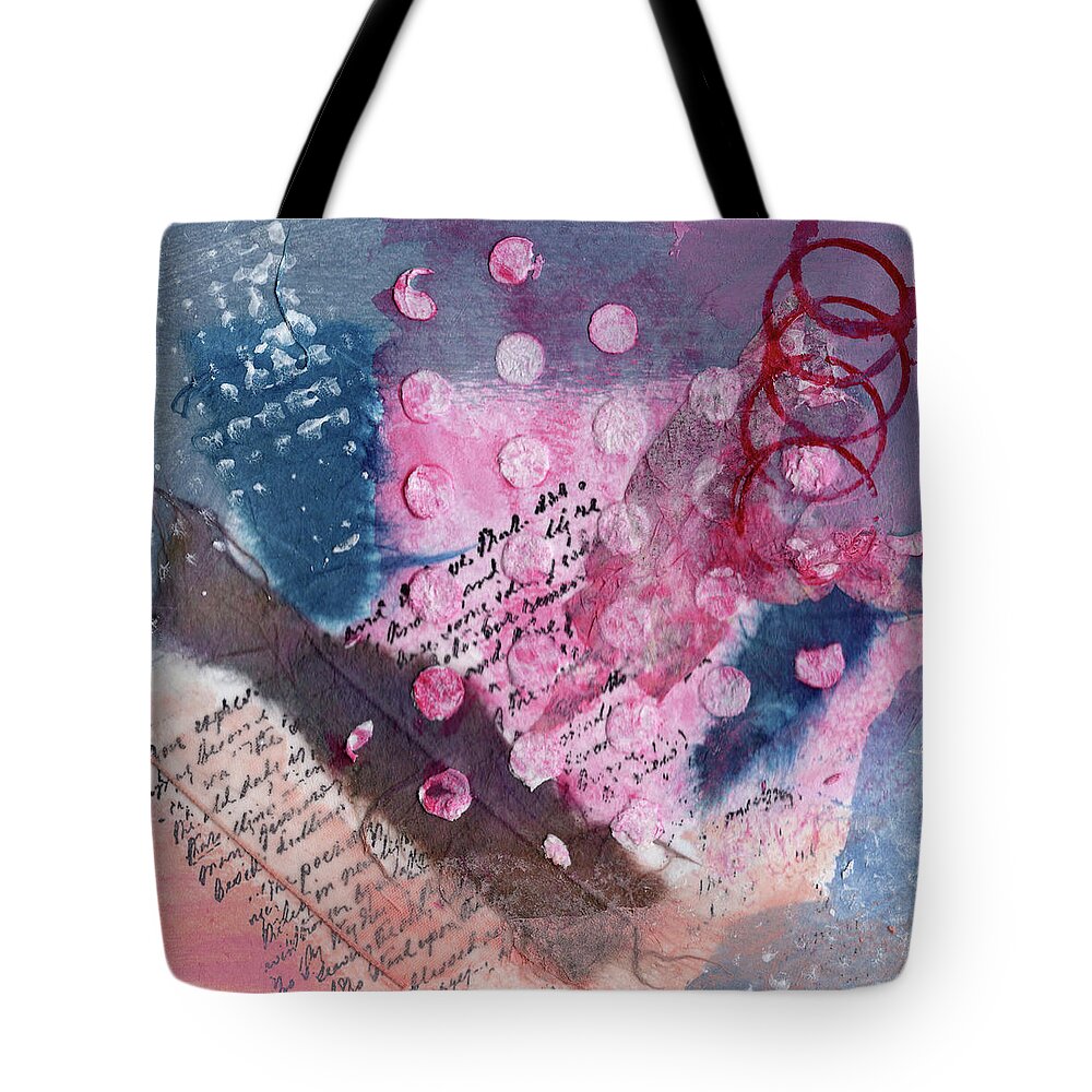 Collage Tote Bag featuring the painting Magenta Collage 3 by Diane Maley