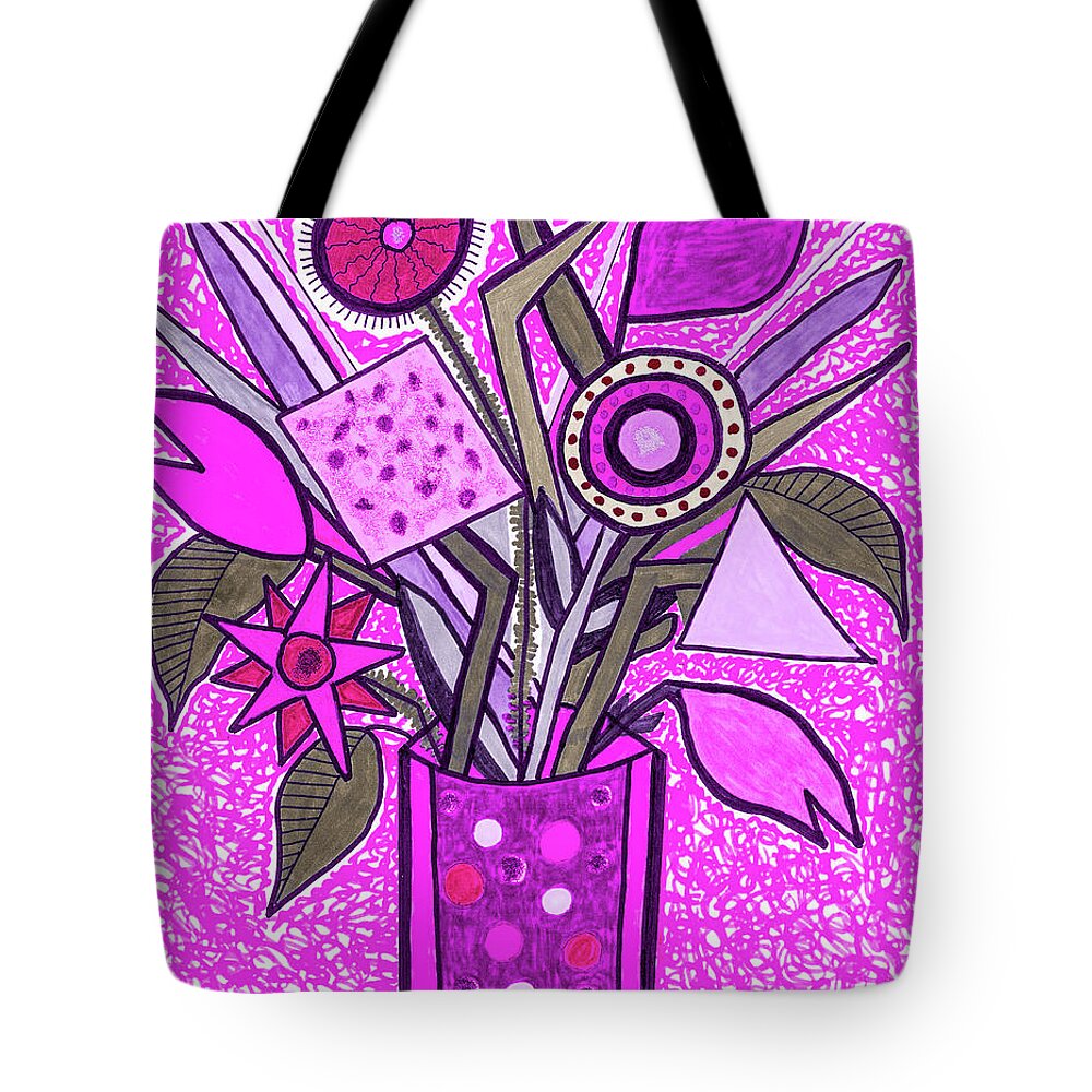 Original Painting Tote Bag featuring the painting Magenta Melody by Susan Schanerman