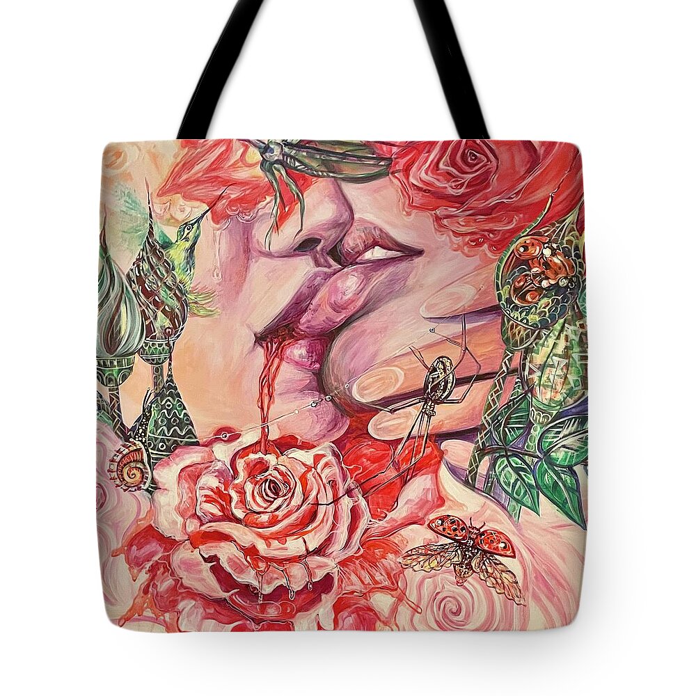 Kiss Tote Bag featuring the painting Magic Garden by Yelena Tylkina