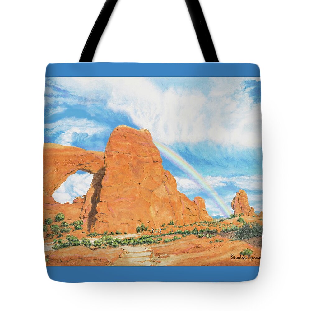 Arches National Park Tote Bag featuring the painting Magic Hour by Sheilah Renaud