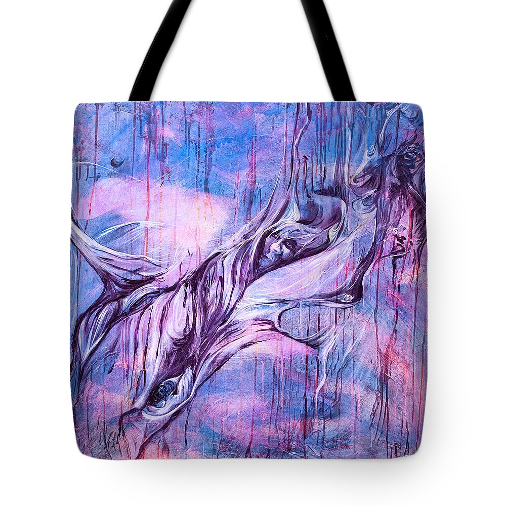 Flow Tote Bag featuring the painting Magic of Music by Jessica Tookey