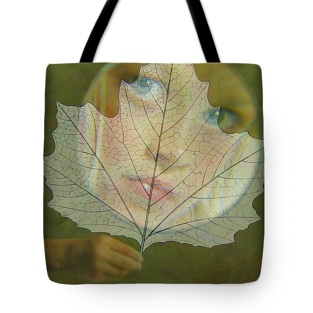 Magical Child Tote Bag featuring the mixed media Magical Child, Autumn Morning by Lorena Cassady