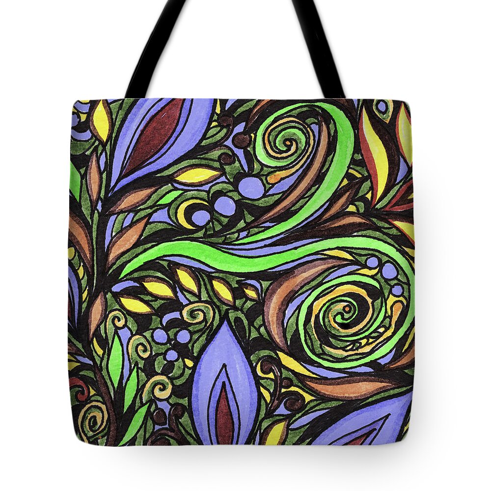 Floral Pattern Tote Bag featuring the painting Magical Floral Pattern Tiffany Stained Glass Mosaic Decor III by Irina Sztukowski