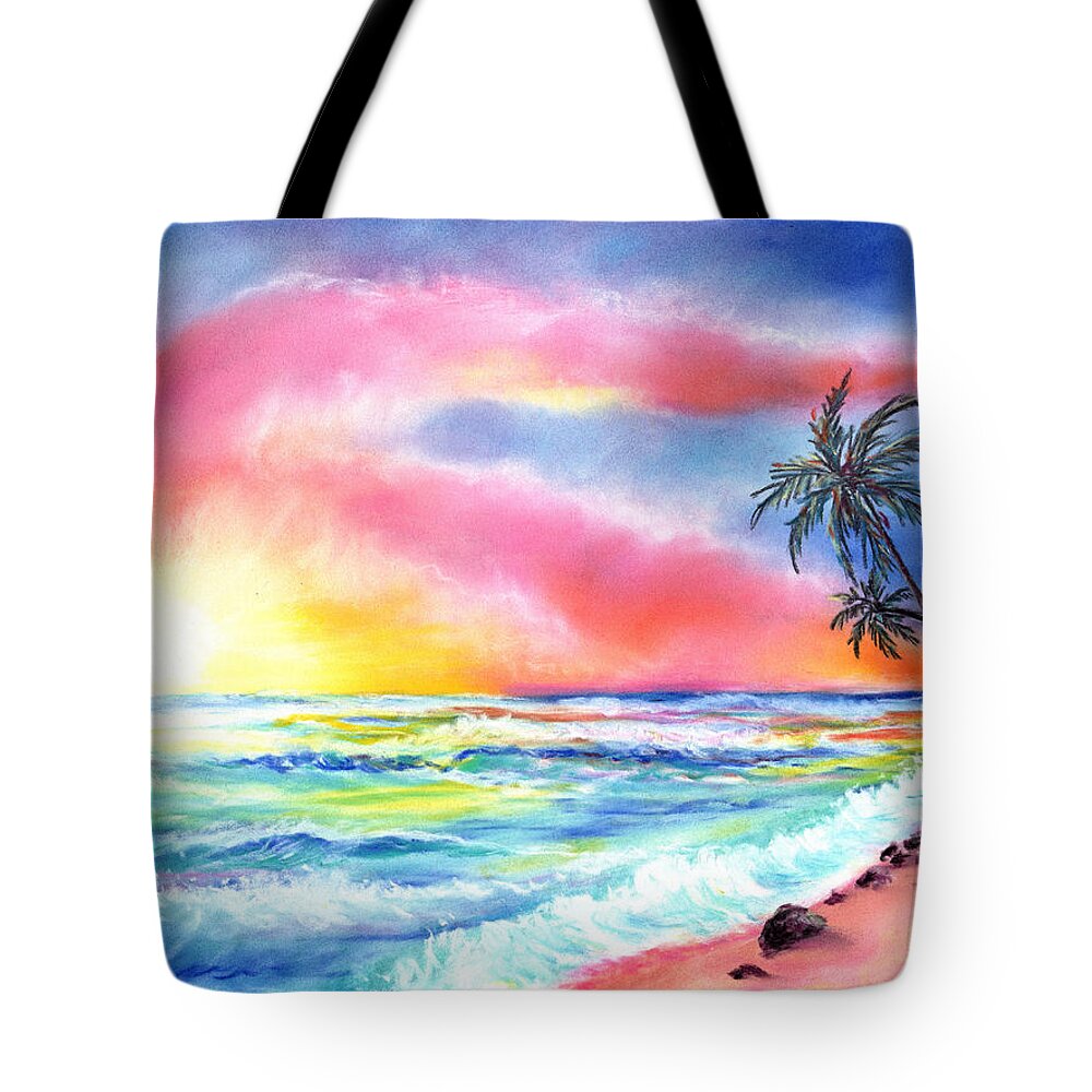 Sunset Tote Bag featuring the pastel Magical Kauai Sunset by Marionette Taboniar