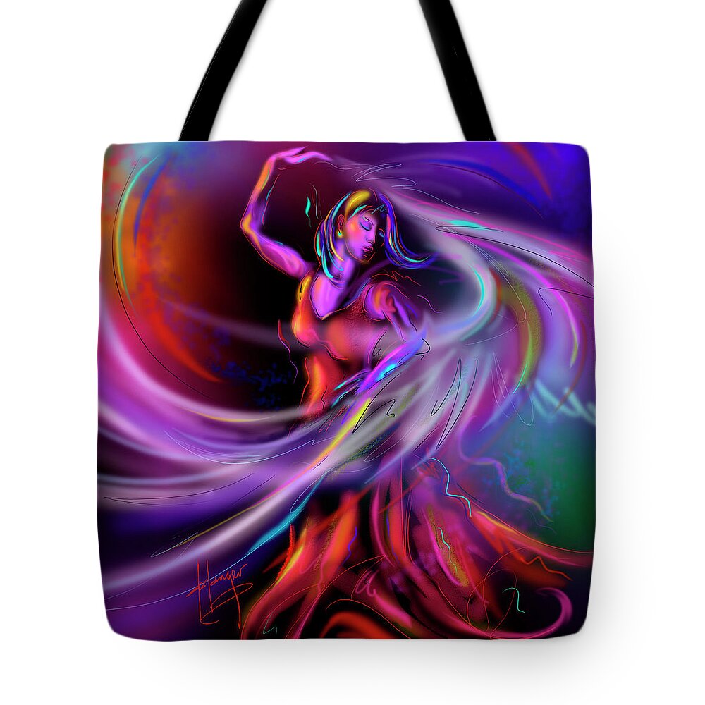 Magical Mystery Twirl Tote Bag featuring the painting Magical Mystery Twirl by DC Langer