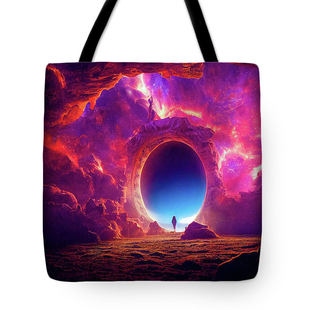 Portal Tote Bag featuring the digital art Magical Portal 03 Colorful Galaxy by Matthias Hauser