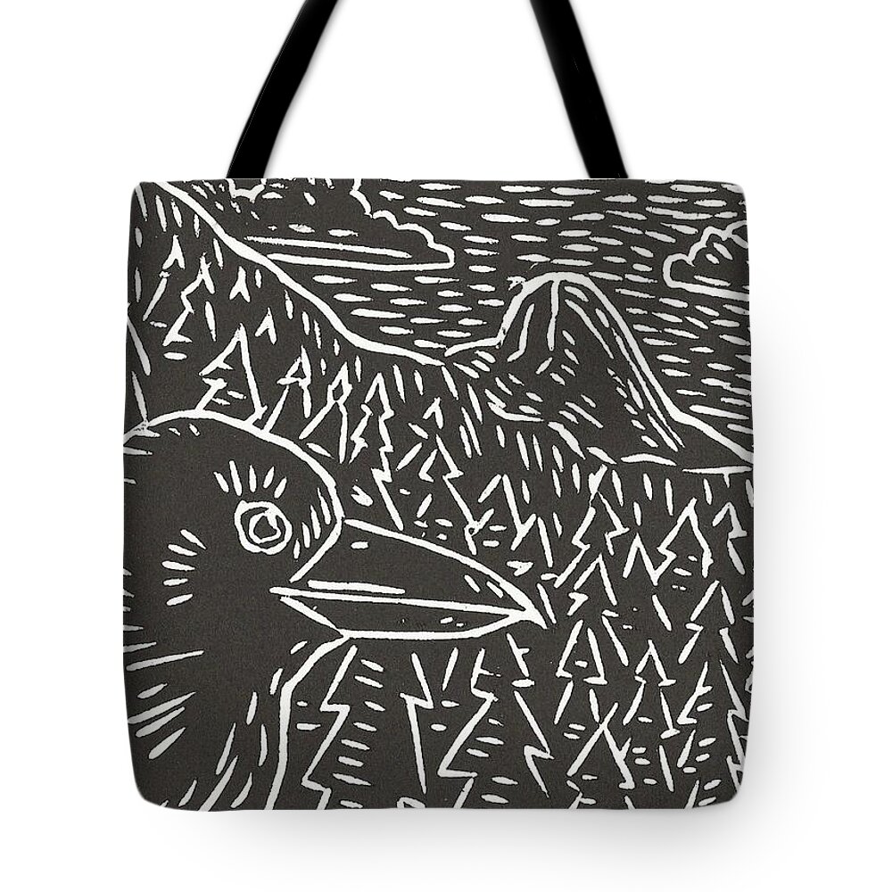 Raven Tote Bag featuring the relief Magician of Idyllwild by Gerry High