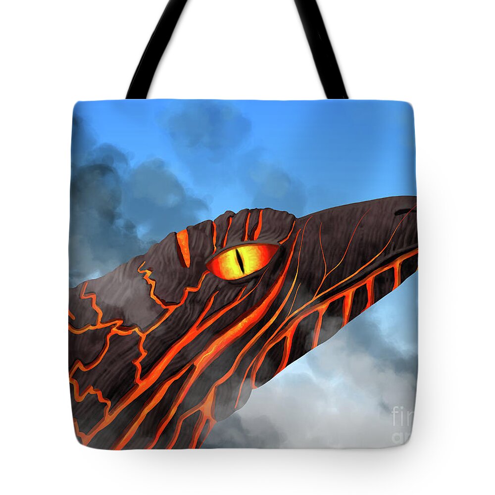 Dragon Tote Bag featuring the digital art Magma Dragon by Rohvannyn Shaw